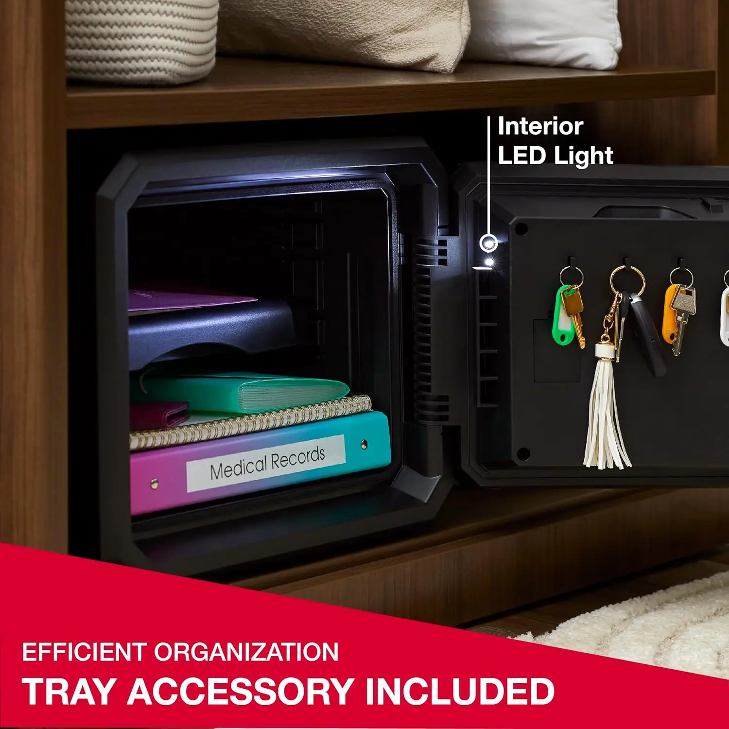 Fireproof and Waterproof Large Safe with Backlit Digital Keypad and Override Key for Passports, Money, Jewelry, 0.81 Cubic Feet,