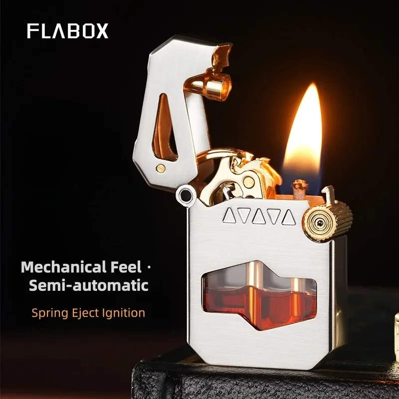 Honest Mecha KerosineLighter Transparent FuelTank Mechanical RocketKerosine Lighter MetalMen Smoking PlayLighters Wholesale