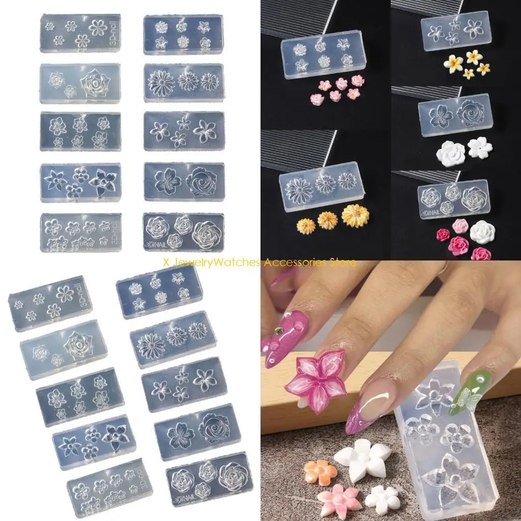 

31KD Pack of 10 Professional Flower Art Molds Small Accessories Mold Decorative Mold for Salon Manicure Decorations