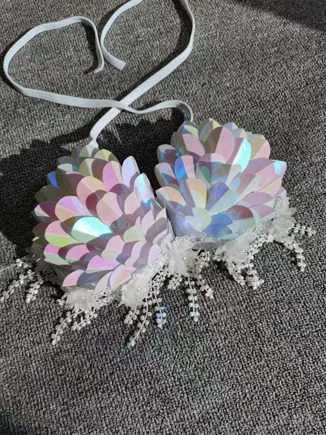 High-Quality Mermaid Sequin Shell Bikini Top Bra Oceanarium Bar Table Performance Clothes Fishtail Leather