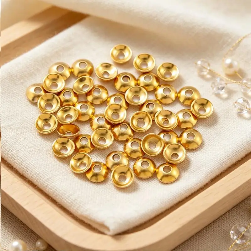 50Pcs Gold Bead Caps Metal Spacer Bead Cover Jewelry Making Finding For Bracelet Necklace DIY Craft Accessory Supply Kit