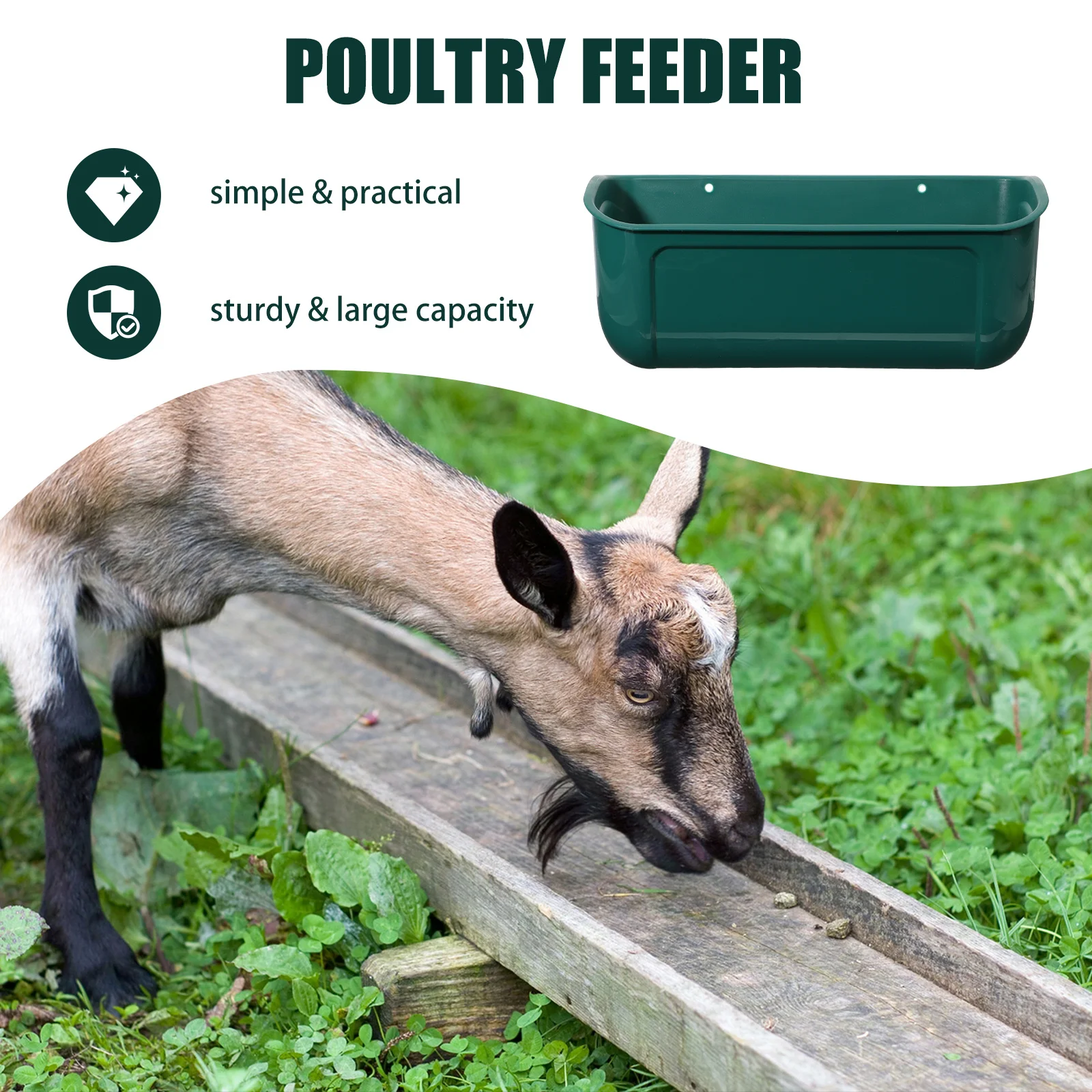 

2Pcs Automatic Chicken Feed Bucket Rustproof Large Capacity Heavy Duty Poultry Feeding Container for Farm Feed Trough Bucket