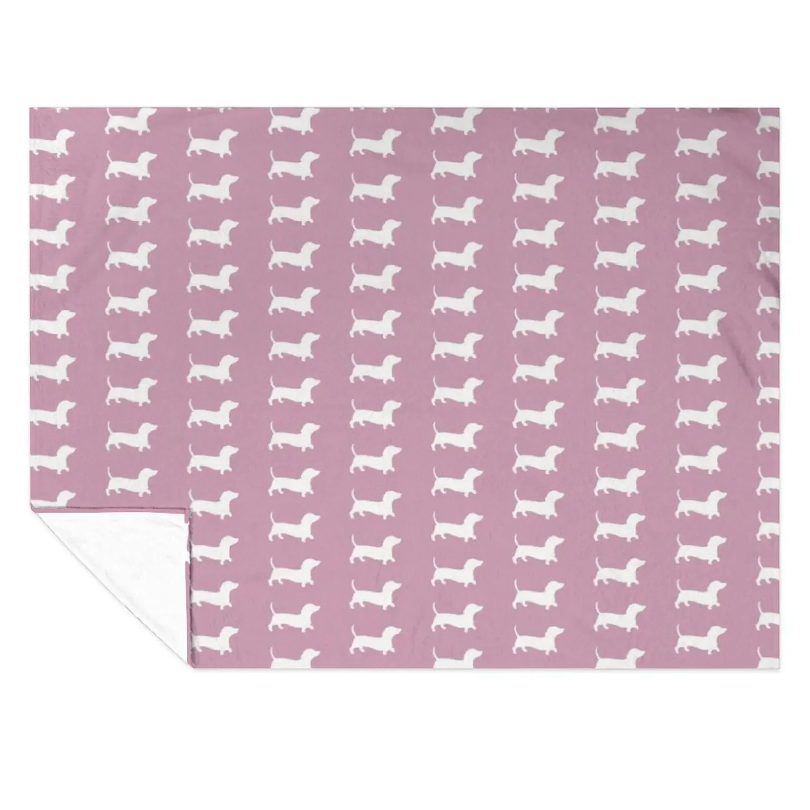 

Plain Dusty Pink With Daschund Silhouette Throw Blanket Soft Polar Decoratives Softest Blankets