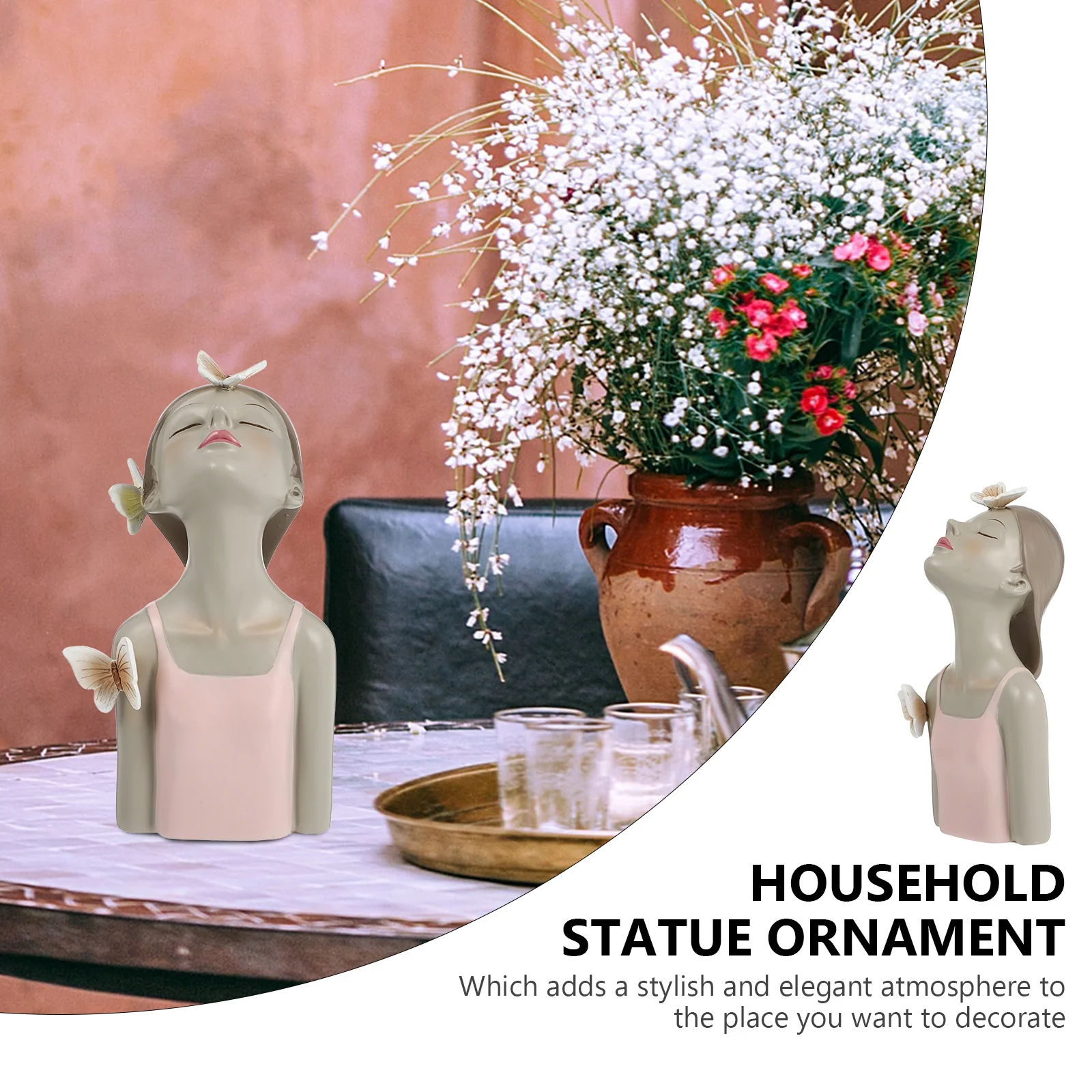 

1Pcs Butterfly Decoration Resin Girl Sculpture Desktop Ornament Creative Home Statue Adornment Girl Statue Adornment