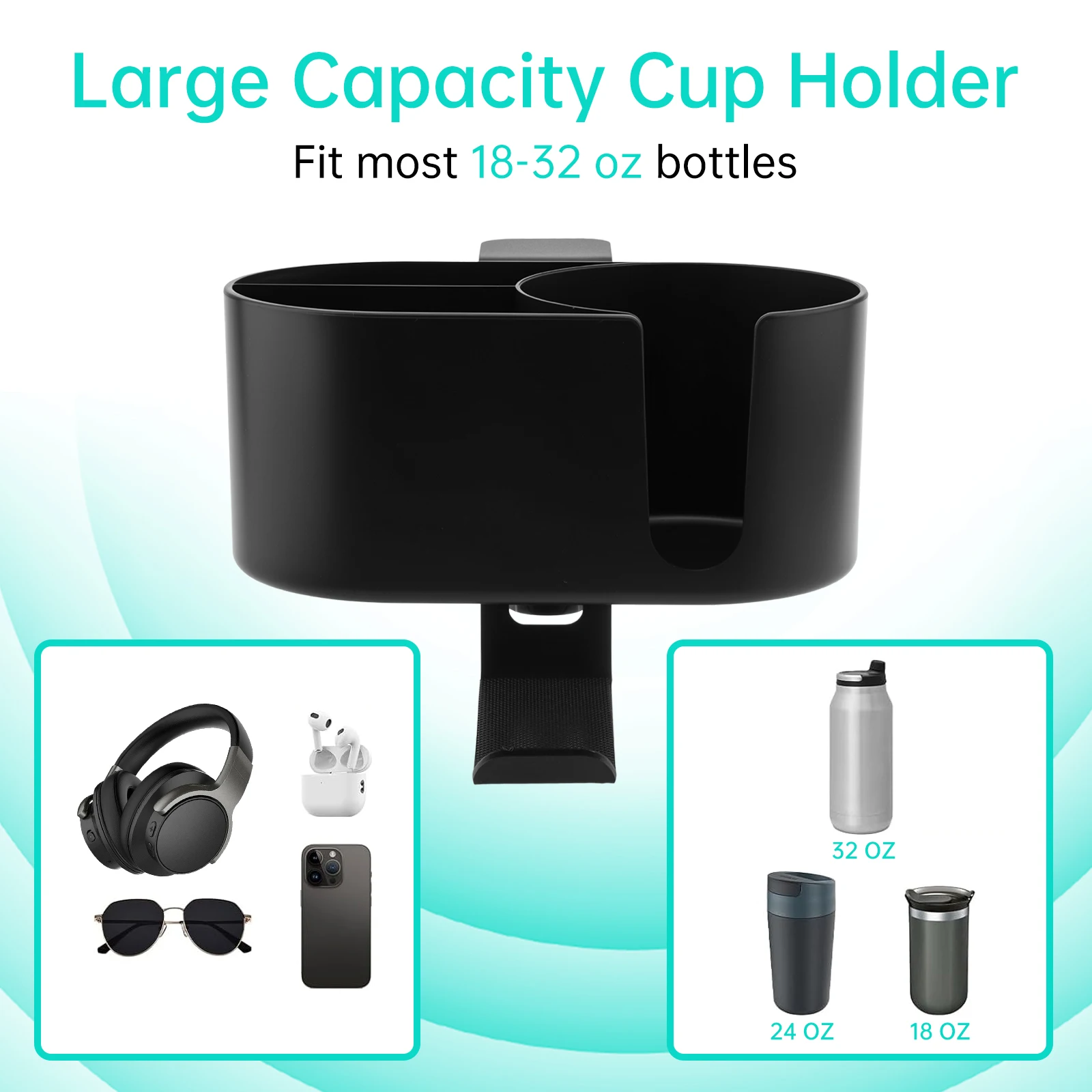 4 in 1 Desk Cup Holder with Storage - Clamp on Under Desk Headphone Hanger - Detachable Pen Cup Holder Desktop Storage