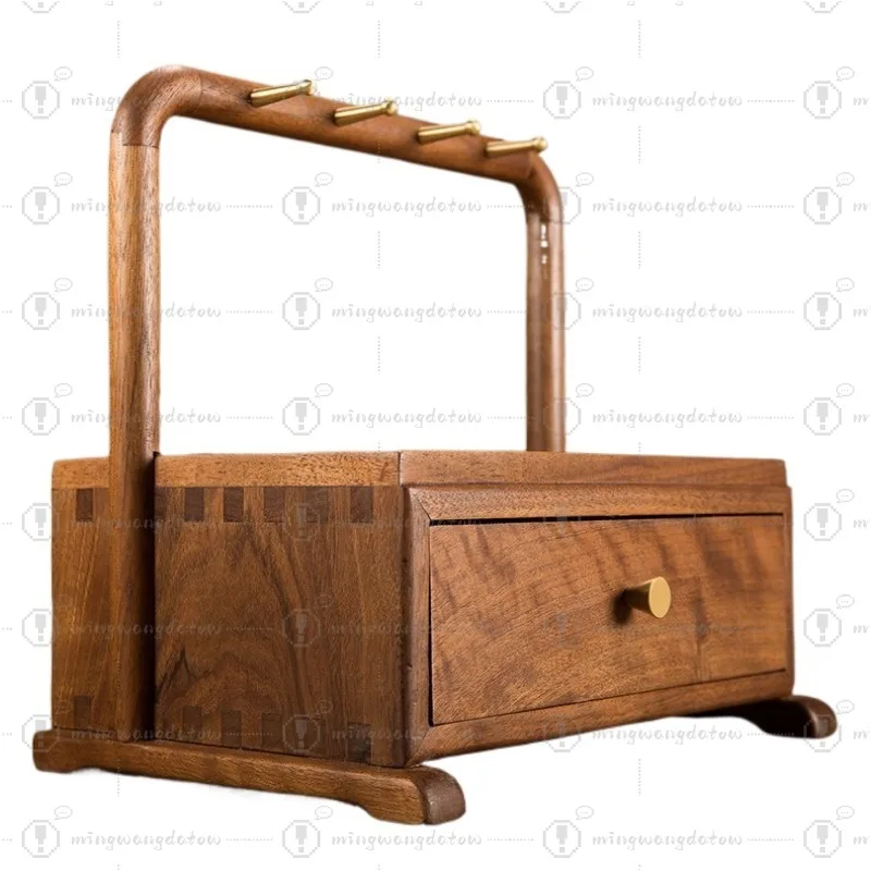 Solid Wood Bracelet Storage & Display Stand Jewelry Organizer Tray Black Walnut Color Entrance Key Holder Box for Accessories