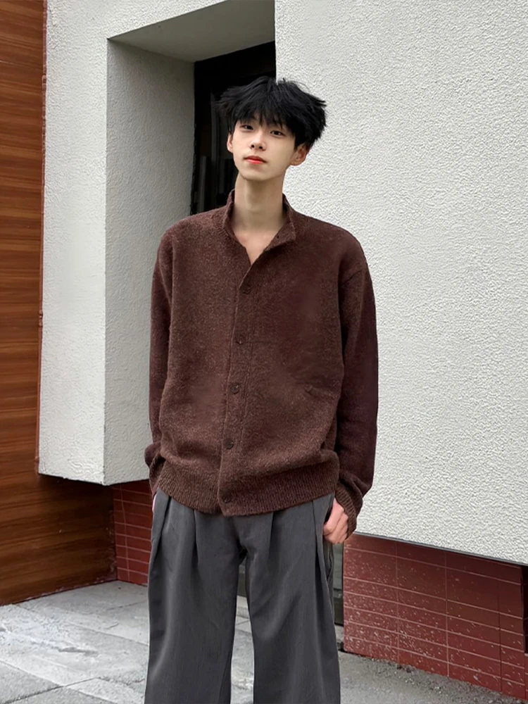 

Мужской вязаный свитер-пальто с высоким воротником Marron: осенне-зимний, из мягкого полиэстера, удобный, с длинными рукавами