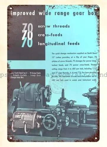 1962 South Bend Lathe Works Toolroom Lathe metal tin sign tin bathroom signs