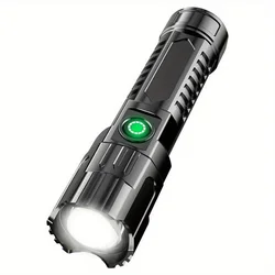 A super bright flashlight, USB rechargeable, expandable zoom, wide beam, handheld emergency lighting flashlight, suitable for ou