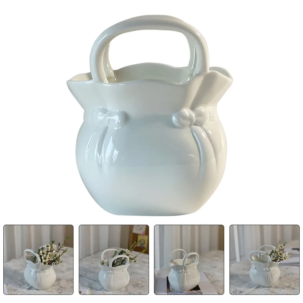 

Sturdy Ceramic Vase Ornament Modern Desktop Flower Vase Adornment for Living Room Bedroom Desk Table Use Creative Floral Storage