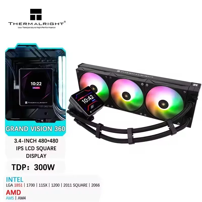 Thermalright GRAND VISION 360 All-in-one CPU Water cooling 3.4-inches 480*480 resolution IPS LCD screen for LGA1851/1700 AM4 AM5