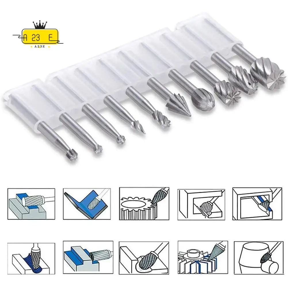 

A23E-20 шт. твердосплавные гравировальные биты из быстрорежущей стали для набора фрез Dremel, хвостовик 1/8 дюйма (3 мм) для вращающихся инструментов Dremel Proxxon