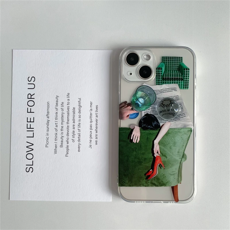 Ins Aesthetic Illustration High Heels Phone Case For Samsung S24 S23 S22 S21 S20 S10 FE Note20 Note10 Plus Ultra Lite 5G Cover