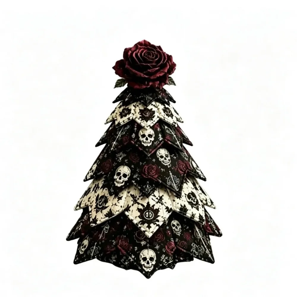 Floral Fabrics Christmas Tree Patchwork Set Material Pack Hanging Kit Handmade Decor Kit Creative Design Home Decoration