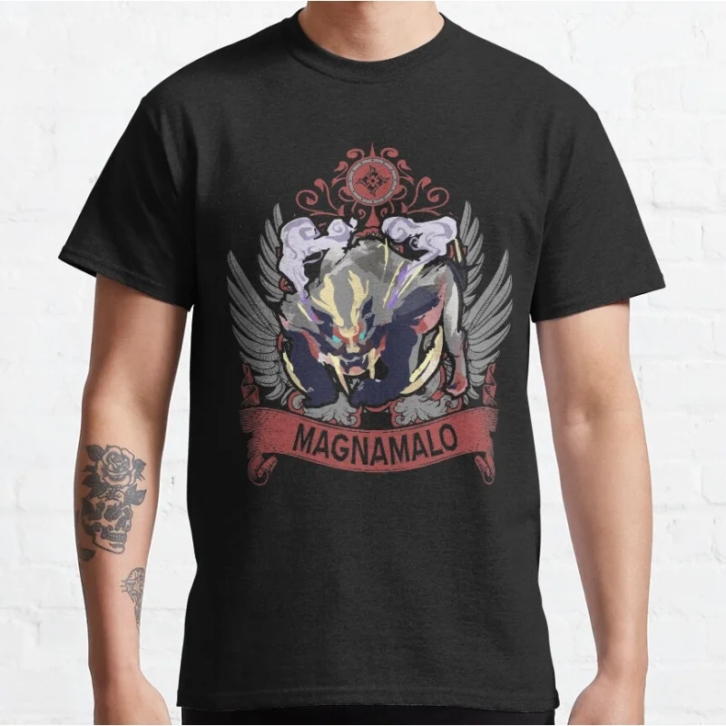 

MAGNAMALO 0220 Monster hunter world gift t shirt for men Cartoon Video game MHW Graphic Tee Y2K Clothes All size tops S-6XL