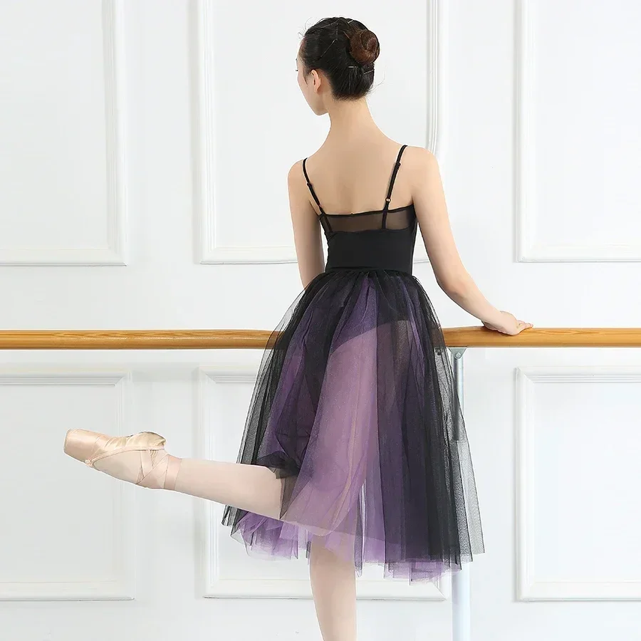 تنورة رقص الباليه توتو المرأة رومانسية توتو للرقص الغنائي تول توتو الباليه راقصة الباليه Dancewear تنورة طويلة المعاصرة