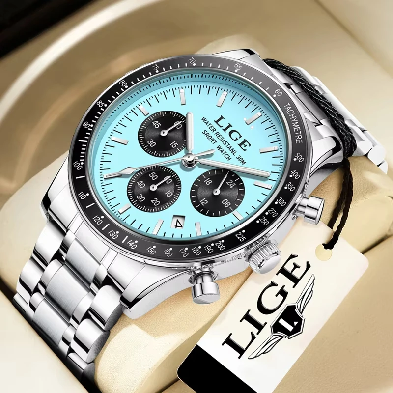 2026 LIGE Top Brand Luxury New Men Watch Quartz Man Watches Waterproof Luminous Watch for Men Date Chronograph Sport Wristwatch