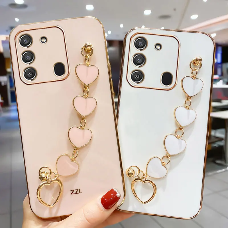 Luxury Plating Love Bracelet Anti-fall Case for Tecno Spark 8C Cases For Tecno Spark GO 2022 Sexy Cover Case KG5k KG5j KG5