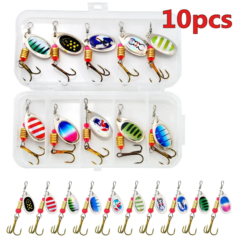 Newest Metal Spoon Spinner Fishing Lure 10pcs Set Spoonbait Crankbaits Fishing Wobblers Artificial Bait for Fishing Accessories