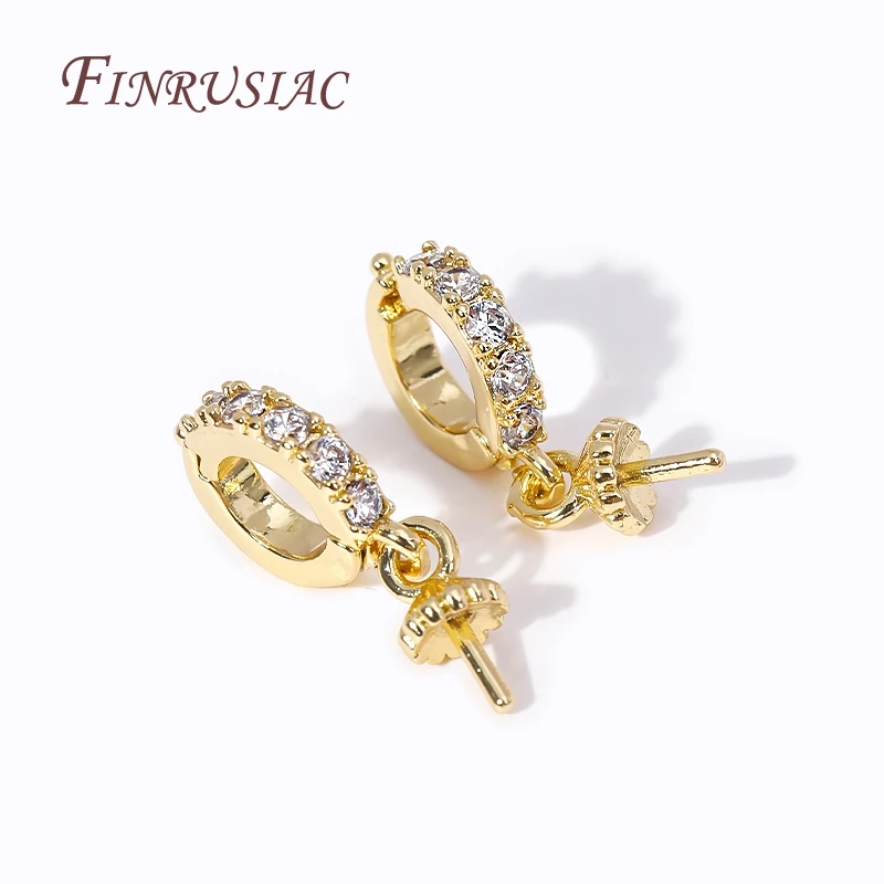 18K Gold Plated Inlaid Zircon Pearl Pendant Setting Base For Jewelry Making, Pearl Enhancer Bail DIY Accessories Connector