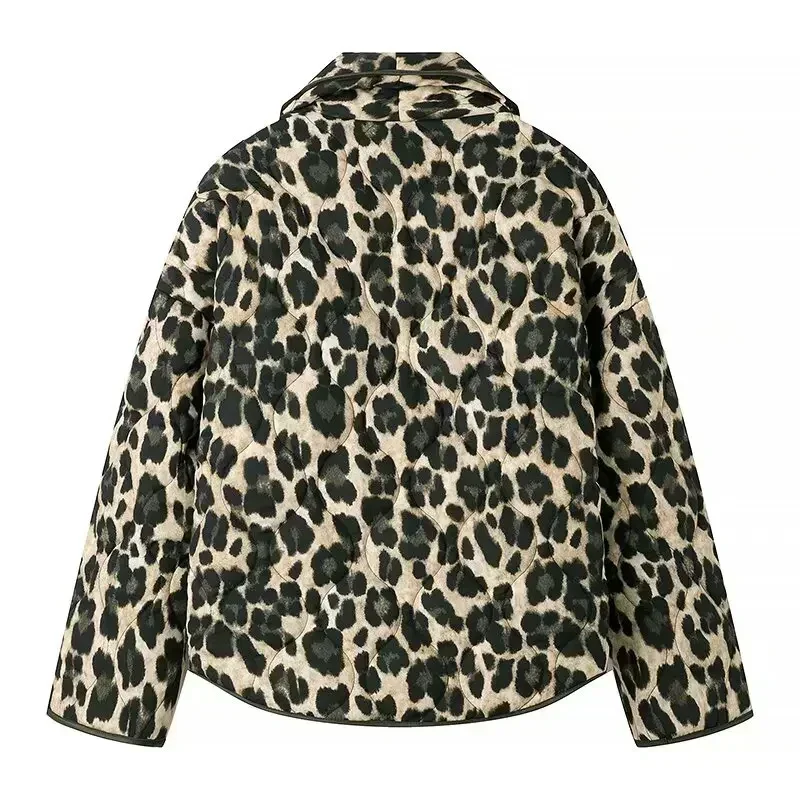 European Style Fashion All Match Cardigan Leopard Print Jacket Loose Casual Top Coat Women 2024 New Spring Autumn