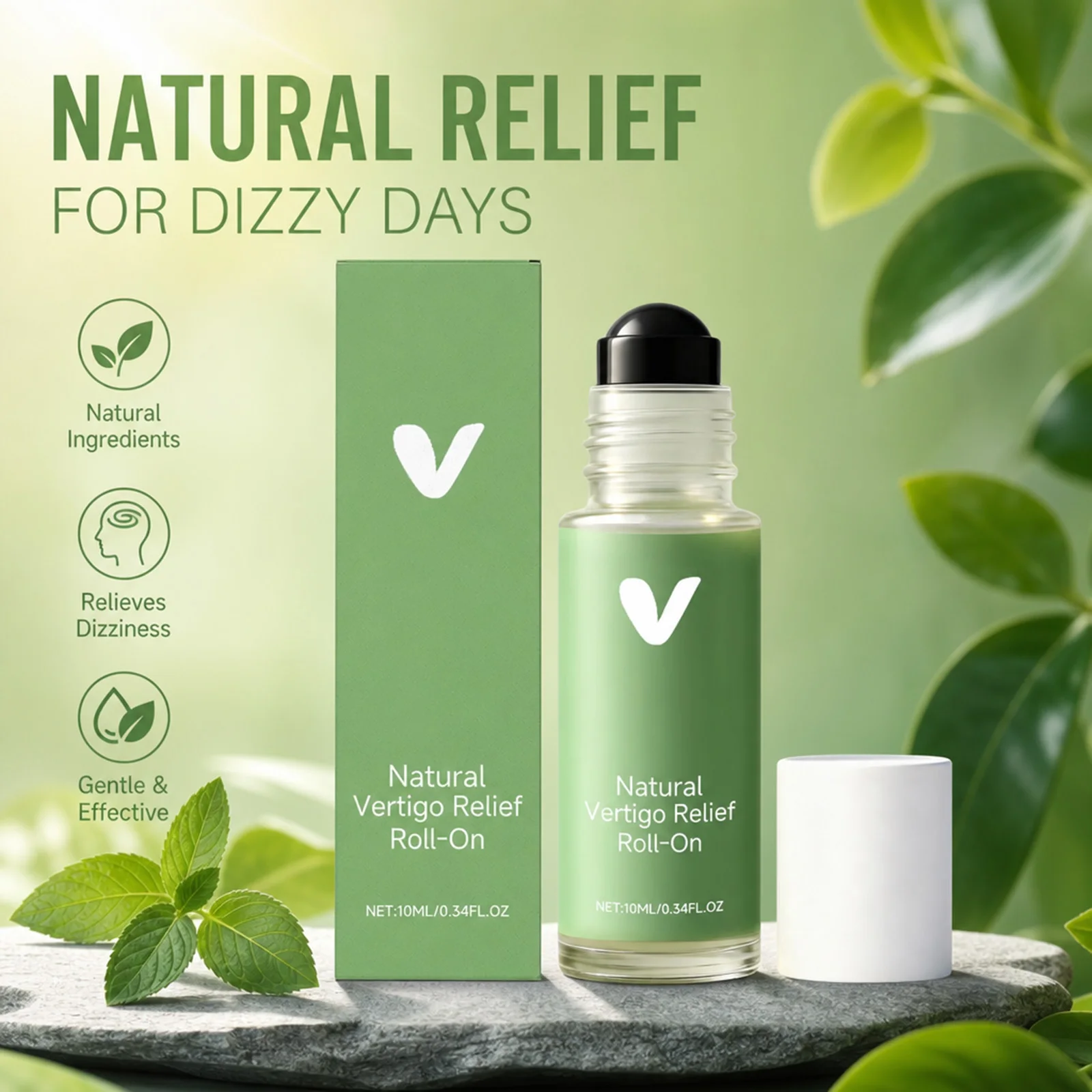 Natural Roll-On Essential Oil Cooling Mint Soothe Dizziness Discomfort Portable Travel Cooling Temple Massage Daily Care