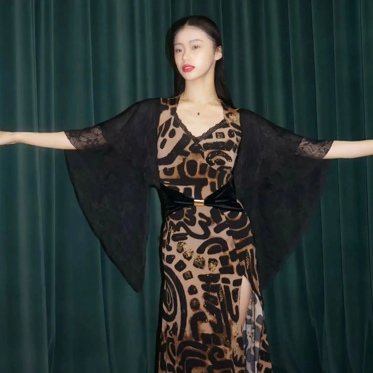 Moderne Danskleding Voor Vrouwen Nationale Standaard Dansvoorstelling Kostuums Luipaardprint Jurk Ballroom Dans Jurk DN22571