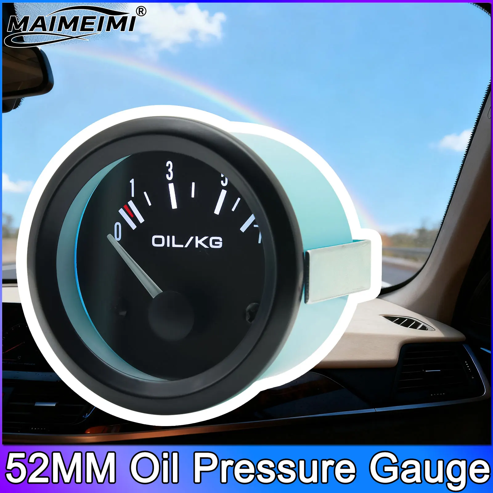 

Белый светодиодный масляный пресс, 52 мм, манометр масла 0-7 масла/кг с датчиком прессования масла 1/8NPT для гоночного автомобиля 12 В