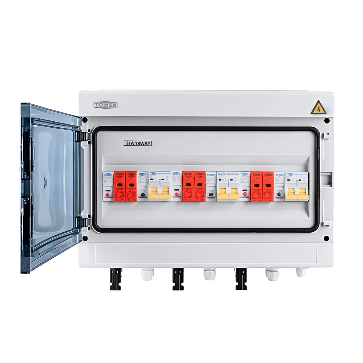 TOMZN 18 Ways 3 input 3 output PV Photovoltaic Combination Box IP65 Fuse SPD Isolating switch 600V ABS 16A 20A 25A 32A 50A 63A