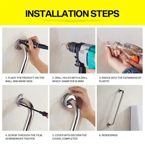 Güvenlik çubuğu, yaşlılar ve engelliler için paslanmaz çelik, kaymaz aletler, banyo, küvet ve engelsiz duş Korkulukların ilk 10 satışı, yüzme havuzu için paslanmaz çelik no. 3