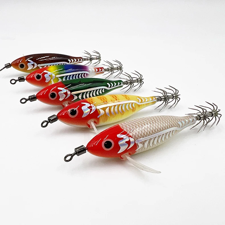 ShareShark 10 Stück/Box 8cm/5,7g Garnelen-Angelköder Leuchtende Tintenfisch-Jigs Haken Meeresangel-Zubehör Künstlicher Köder Oktopus-Köder – Detail 8