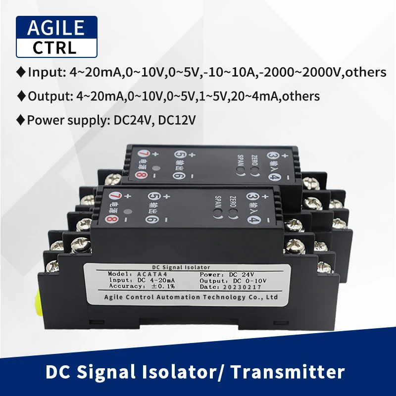 

DC 10A Current 2000V Voltage Transducer 4-20mA/0-5V/10V/75mV Signal Isolated Converter DC Signal Isolator Analog Module