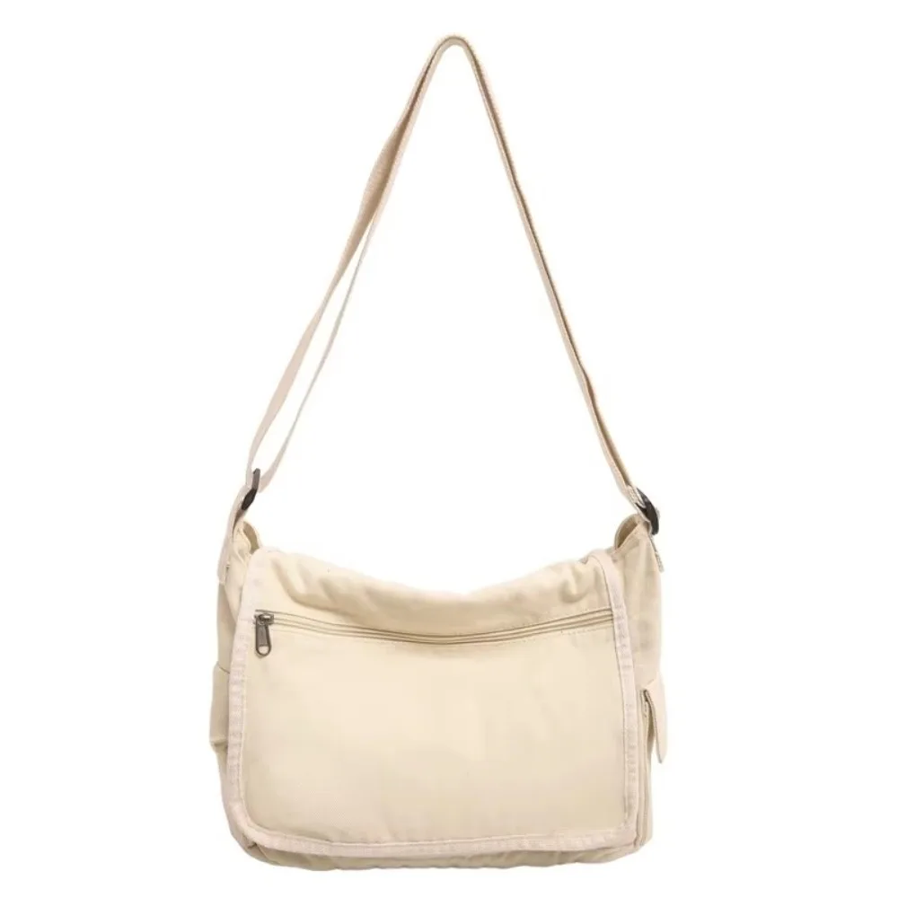 

Fashion Cotton Shoulder Bags Solid Color Large Capacity Canvas Satchels Preppy Style Tooling Bags Unisex