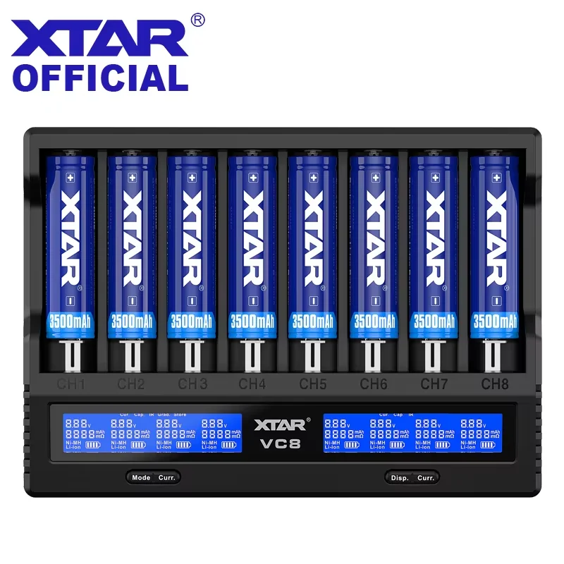 XTAR 18650 Зарядное устройство VC8 = VC4 + VC4SL QC3.0 Тип C Быстрое зарядное устройство для зарядки ЖК-дисплея Carregador для 21700 20700 18650 Батарея