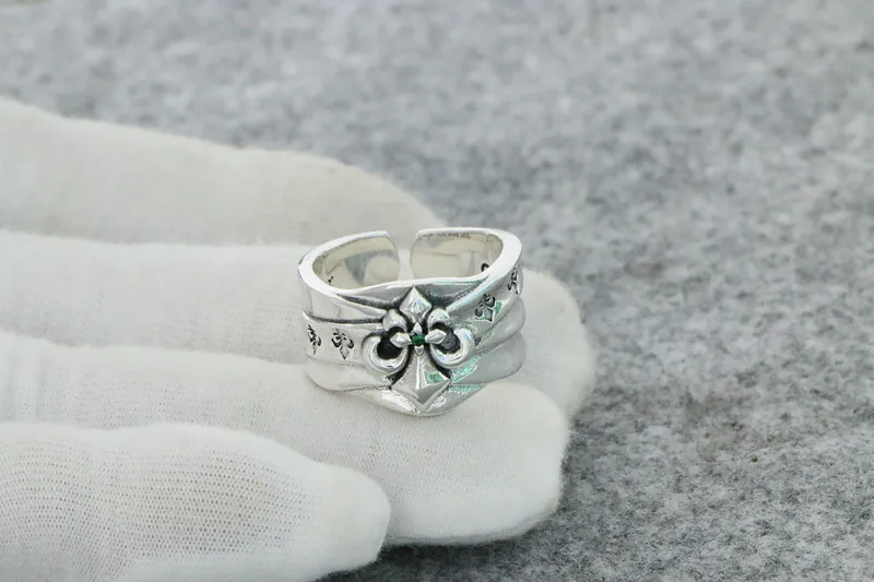 925 Sterling Silver Personalized Fashion Cross Ring ins Cool Wind Anchor Ring Open Index Finger Ring Men's and Women's Trends