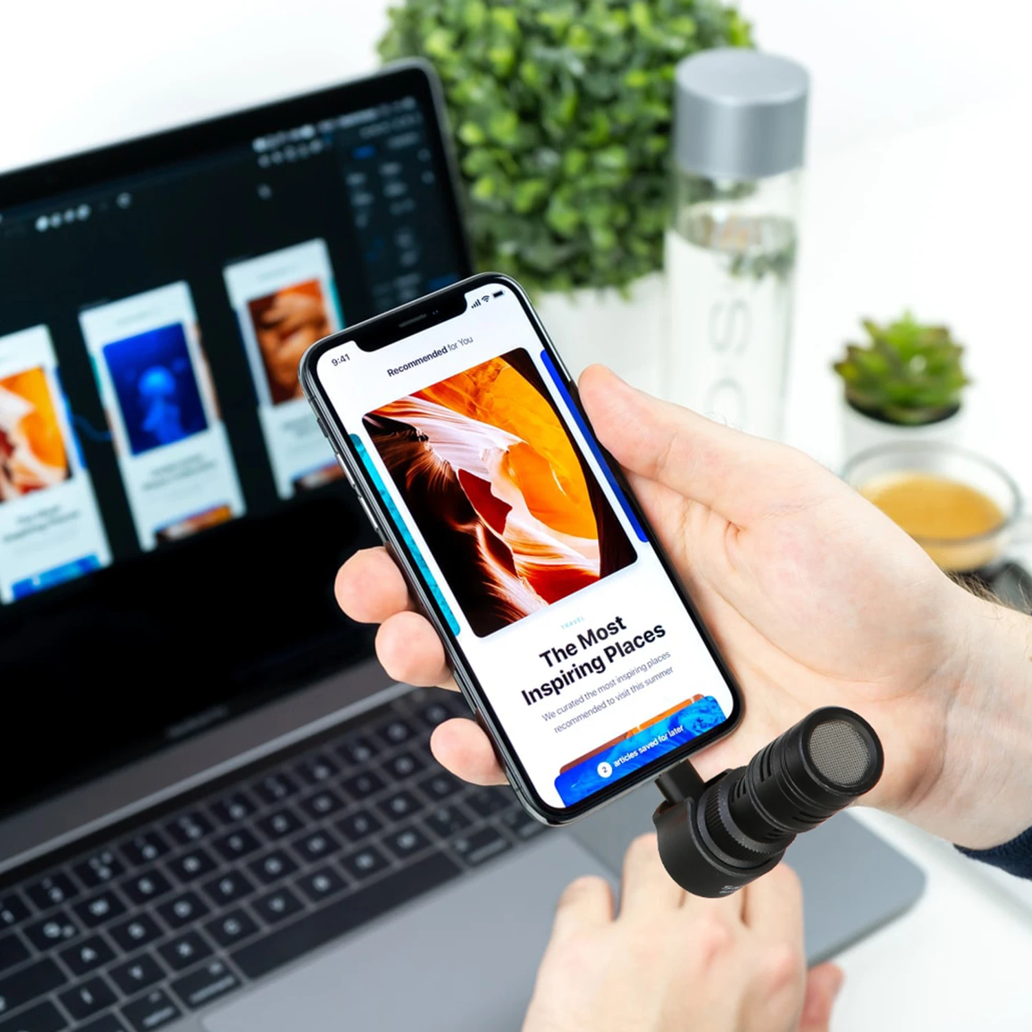 Saramonic SmartMic + Di/UC Type-C ميكروفون اتجاهي مع رغوة الزجاج الأمامي للهواتف الذكية IOS آيفون 13 11 7 7 plus أندرويد