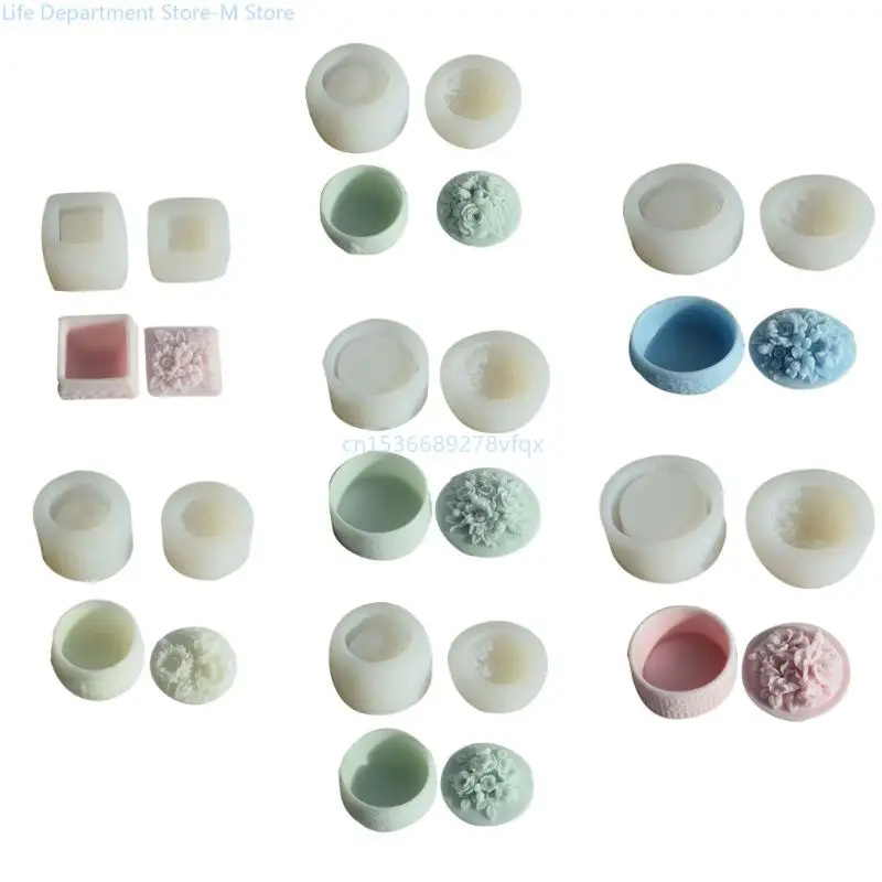

Rose Decorative Silicone Storage Box Mold with Lid for DIY Craft Jewelry Storage