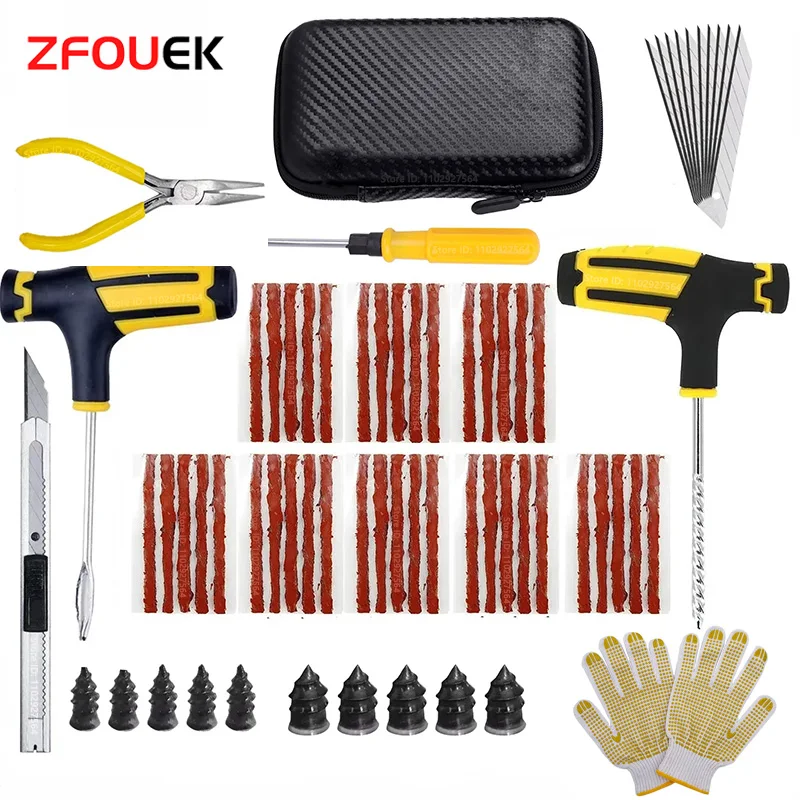 New Car Tire Repair Kit Puncture Plug Tools Tyre Puncture Emergency for Tire Strips Stirring Glue Repair Tool Kit Car Accessorie