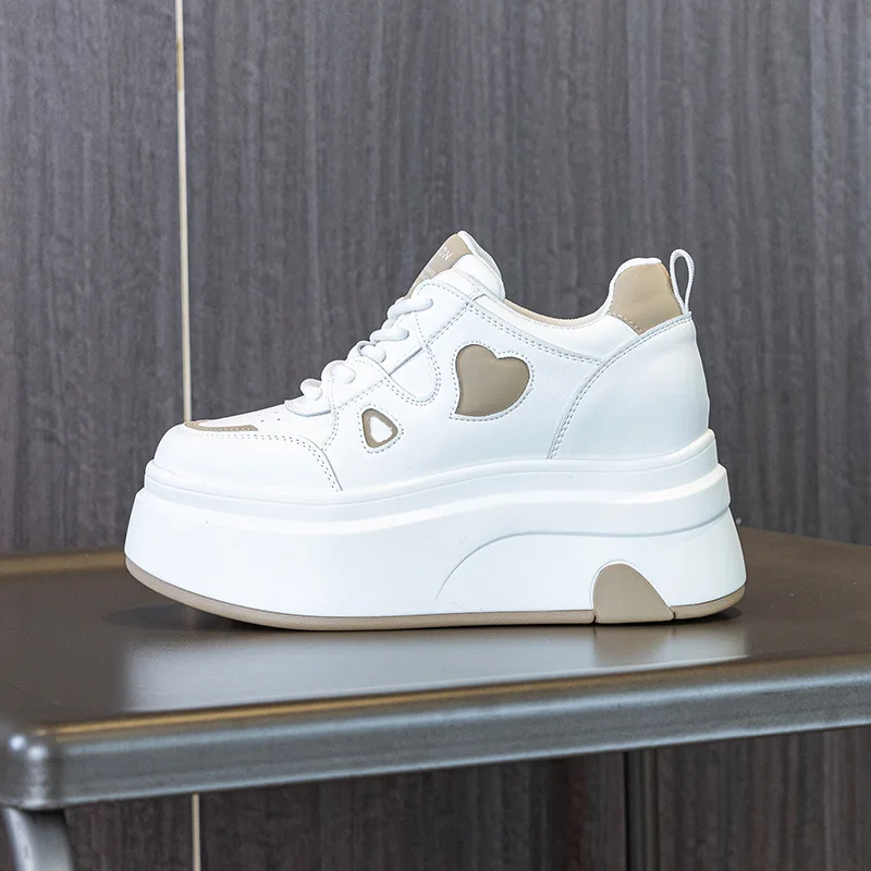 

8 см из микрофибры, вулканизированная осенняя платформа, вулканизированные женские массивные повседневные кроссовки, лоферы, удобная весенняя обувь высокого бренда, 2025 г.