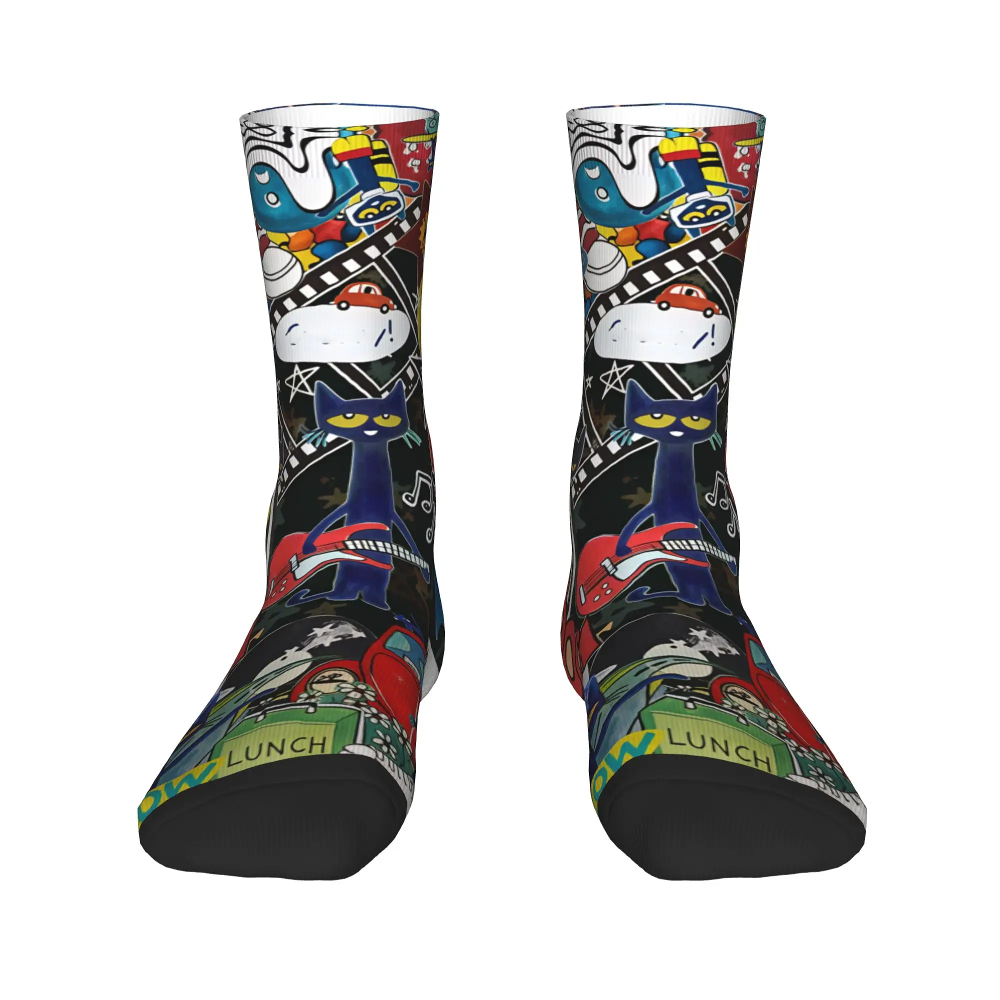 Pete The Cat I Love My White Shoes Cool Stockings  Gothic Socks Women Men Breathable Socks Spring Anti Bacterial Socks Gift Idea
