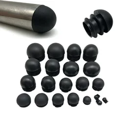 16-8PCS Black Circular Plug Insertion Tube Plastic Dustproof and Anti Slip Spherical Table Chair Foot Cover Furniture Accessorie