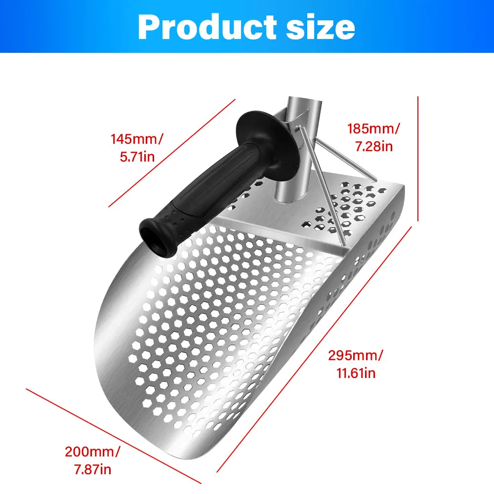 Sekop Pasir Logam Anti Karat Berkualitas Tinggi dengan Saringan yang Diperkuat & Pegangan Ergonomis Opsional