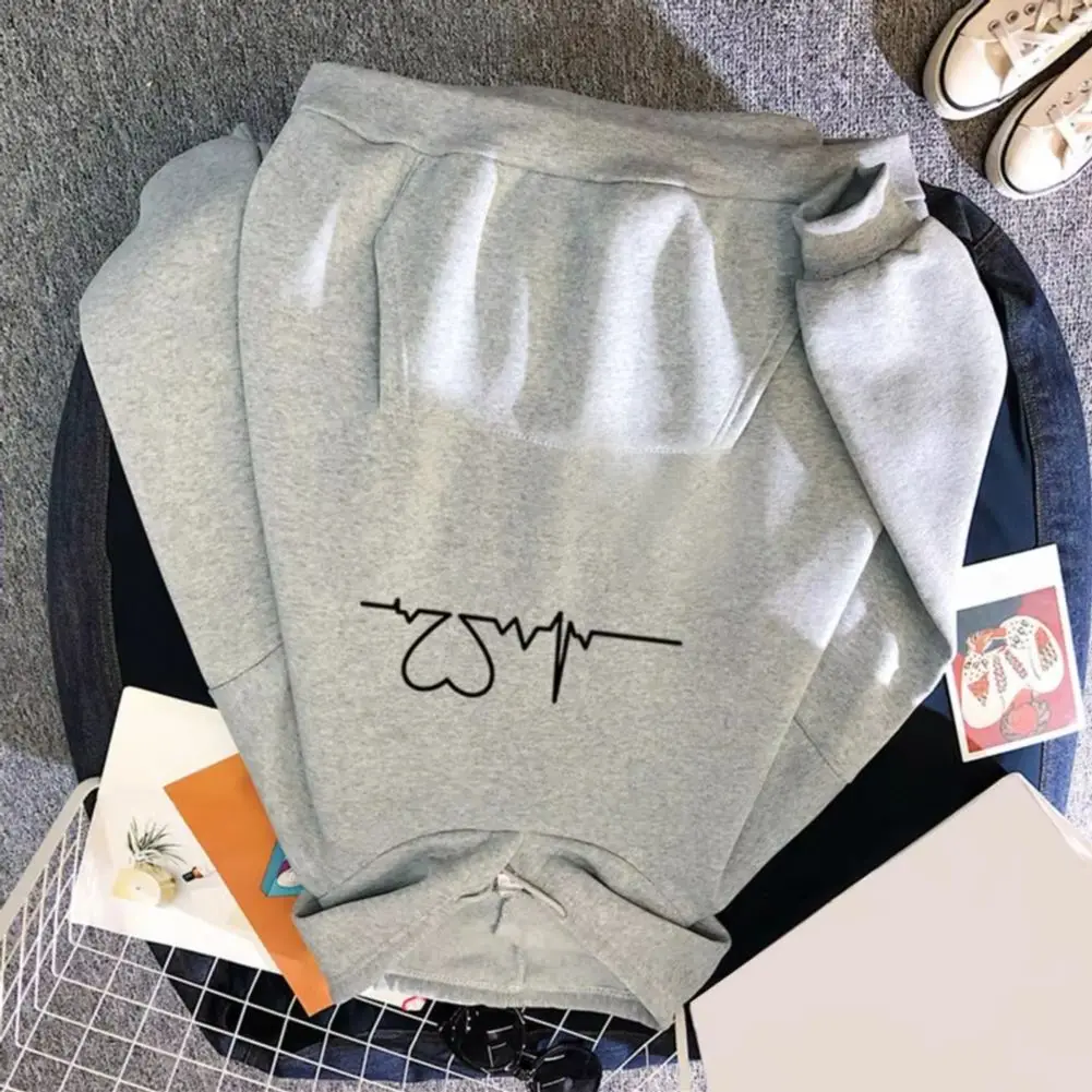 

Женская толстовка с принтом сердцебиения 2025 года, большая персонализированная толстовка с капюшоном, повседневная толстовка хорошего качества на шнурке