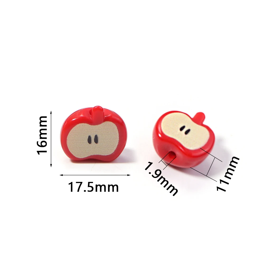 10pcs/lot 16x17.5mm Acrylic Beads Fruit 3D Apple shape Loose Spacer Beads For Jewelry Making DIY Necklace Bracelet Accessories image 2