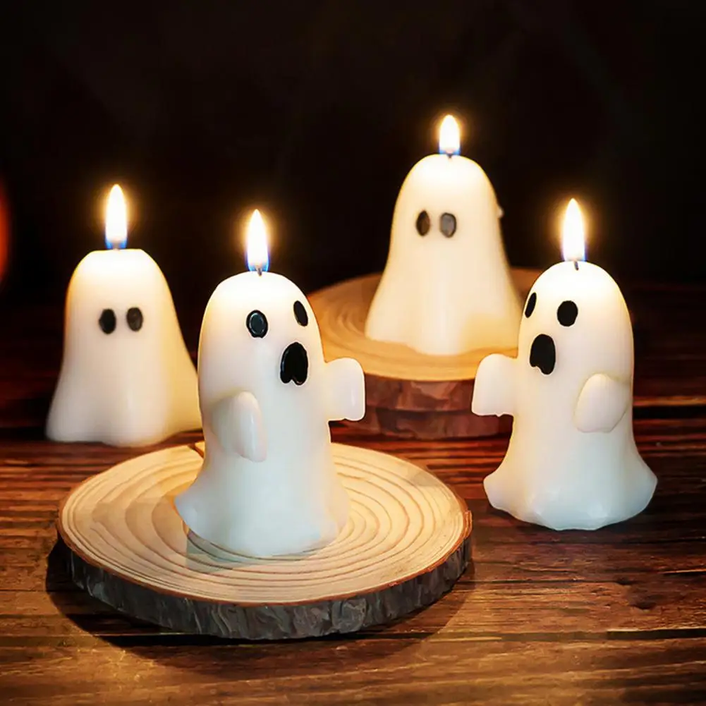 Velas con forma de fantasma, elegantes velas de fantasma, Blanco escalofriante, decoración de fiesta de Halloween, mesa perfumada para Halloween