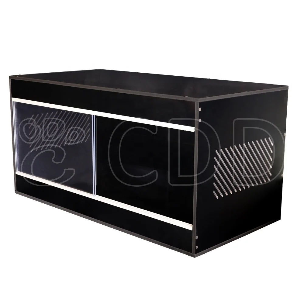 4x2x2 Feet 120-Gallon Commercial Luxury Black PVC Reptile Breeding Cage Heating Lamp Smart Lizard Reptile Enclosure Simple Box