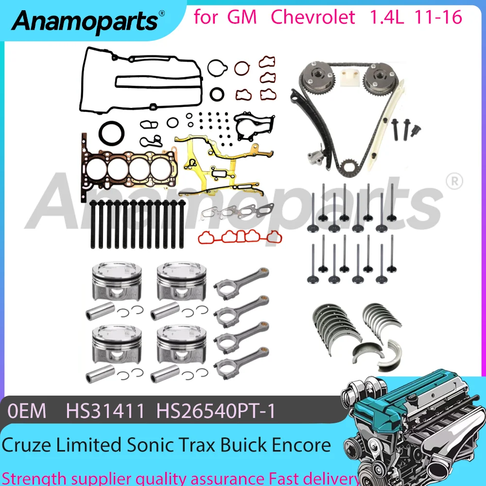 Engine Full gasket repair piston set Timing chain vvt kit for GM 11-16 Chevrolet Cruze Trax Buick Encore 1.4L 1.4T Turbo DOHC