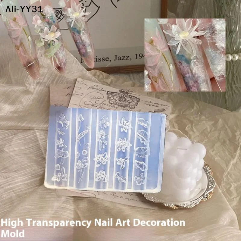 【Ya1】Lotus-Orchideen-Silikon-Nagelform, Blumen-Nagelverzierungen, DIY-Design, stereoskopische Stempelplatte, Maniküre-Werkzeuge