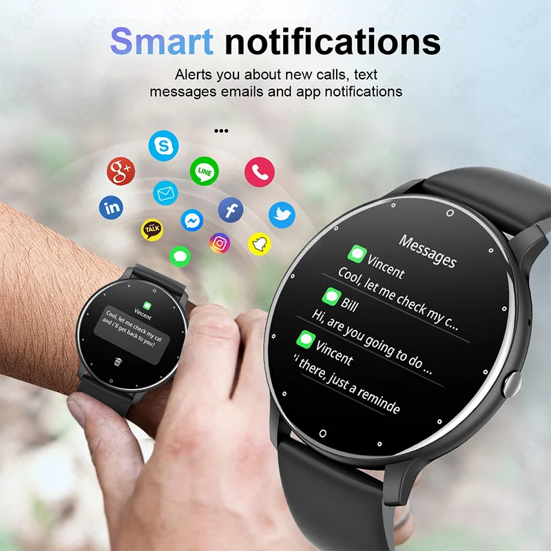 LIGE Smart Watch Men Women Full Touch Screen Sport Fitness Watch Man Waterproof Bluetooth Call For Android IOS Smartwatch Men