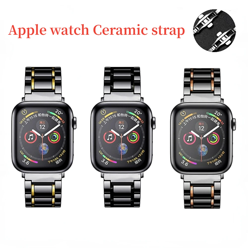 Ceramic Strap for Apple Watch Band 49mm 45mm 41mm 44mm 40mm 42mm 38mm Metal Bracelet Wristband for iWatch Series Ultra 8765432SE